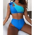 Бикини с оборками и высокой талией, женский купальный костюм 2022, пикантная купальная одежда в стиле пэчворк, женский купальный костюм, пляжная одежда, Женский костюм для плавания