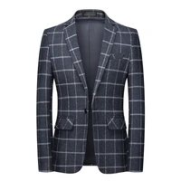 2021 brand clothing spring men plaid slim fit blazers british printed wedding business casual luxury suit jacket formal s 6xl