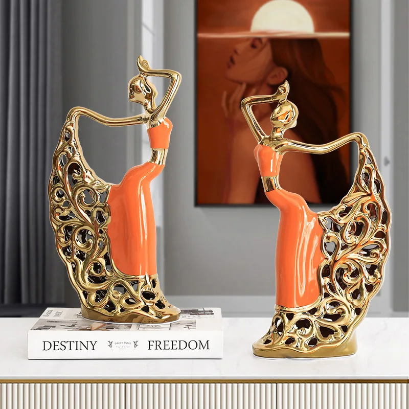 

Homelily Luxury Ceramic Dancer Figurine Creative Living Room Ornaments Modern Home Decoration Accessories Porch Desktop Crafts