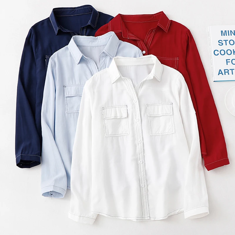 Женские свободные белые рубашки в стиле Харадзюку повседневные топы с длинным