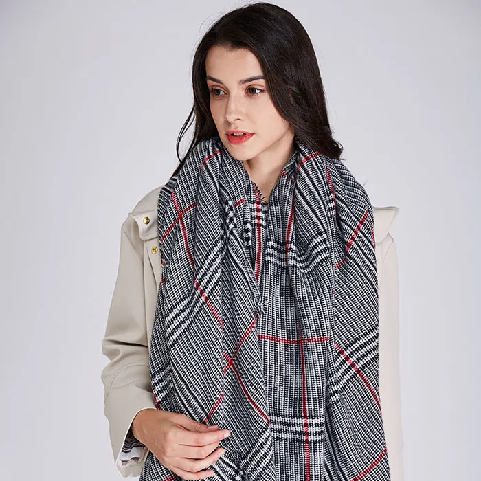 2019 New Design Big Plaid Fashion Printed Women Scarf Warm Cotton Long Thick Ladies Shawls Hijab Winter Wrap Female Scarves | Аксессуары