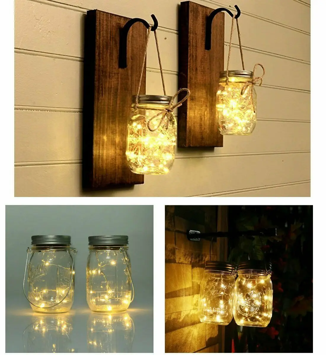 Solar Powered Mason Jar Lid Light 20 LED Fairy String Lights Waterproof Lamp for Outdoor Patio Garden Decoration | Лампы и освещение
