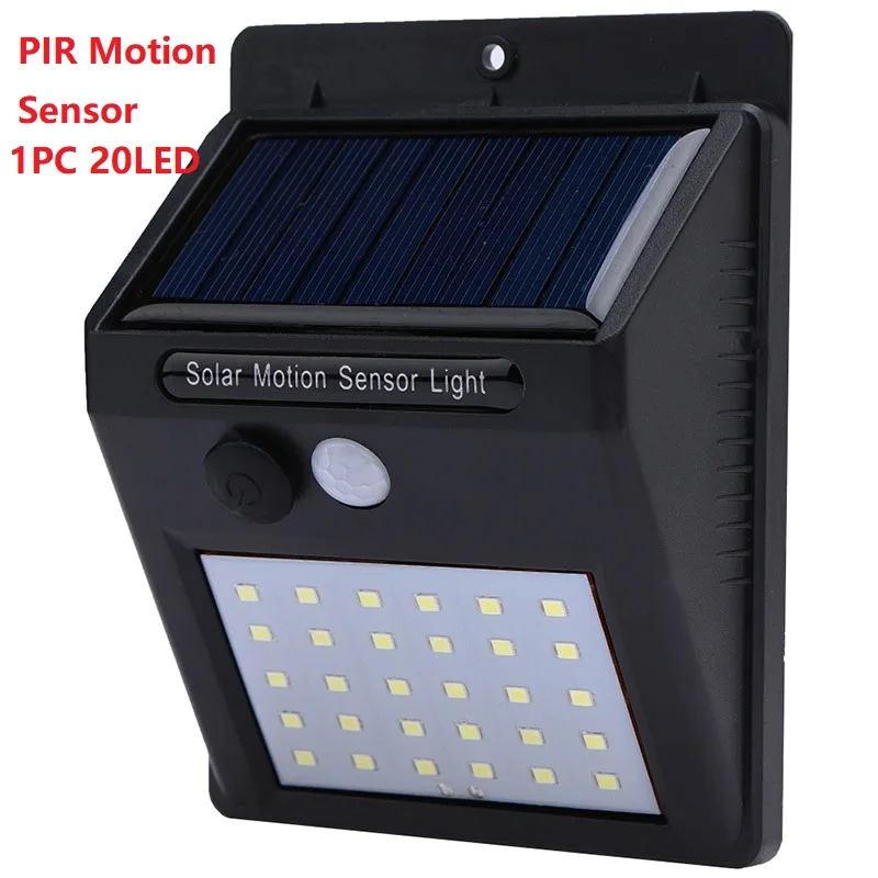 1PC 20LED 30/40 светодиодный светильник, Солнечная гирлянда, силовая лампа, PIR датчик движения, настенный светильник, уличный солнечный светильник, водонепроницаемый энергетический садовый светильник - Испускаемый цвет: 1PC 20LED