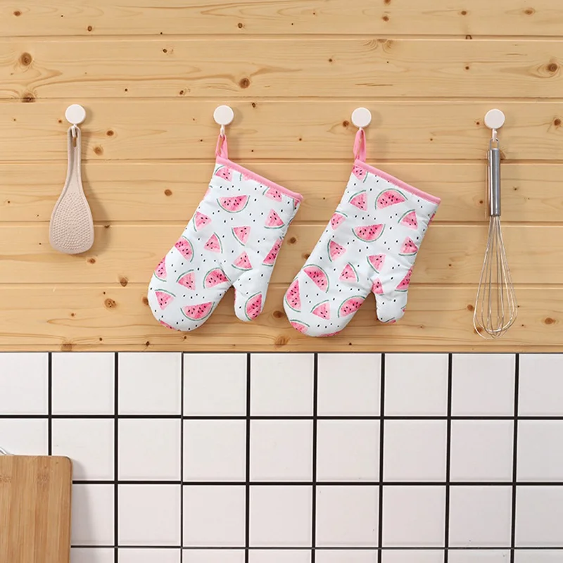 

Microwave Oven Glove Polyester Insulated Baking Heat Resistant Gloves Oven Mitts Terylene Non-slip Cute Kitchen Tool