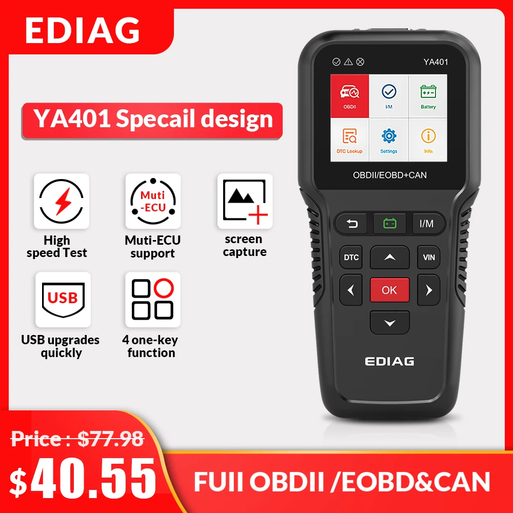 EDIAG YA401 obd2 сканирование диагностическое быстрое считывание/стирание DTC