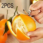 Комплект из 2 предметов оранжевого цвета очистки фруктов и овощей из нержавеющей стали лимон оранжевый соковыжималка для цитрусовых нож для пилинга палец Тип открытые апельсиновой корки оранжевый приспособление кухонный инструмент