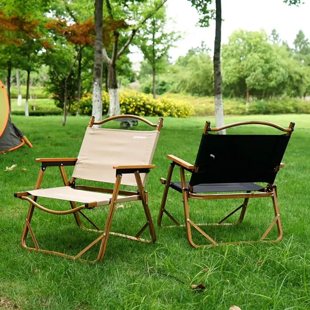 저렴한 캠핑 접이식 휴대용 의자, 가벼운 레저 나무 곡물 팔걸이 의자