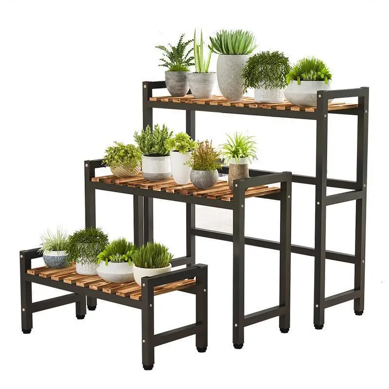 

Para Wood Stand Balkon Soporte Plantas Interior Etagere Pour Plante Flower Rack Dekoration Stojak Na Kwiaty Plant Shelf