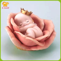 3d baby rose candle molds royal valentines day wedding birthday cake silicone mould clay tools