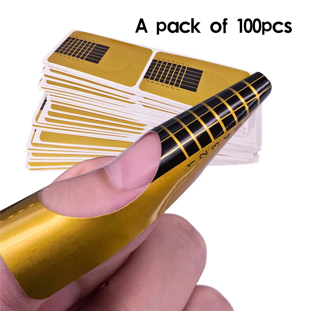 

100Packs Nail Forms Nail Art UV GEL Nails Extention Tips Sticker