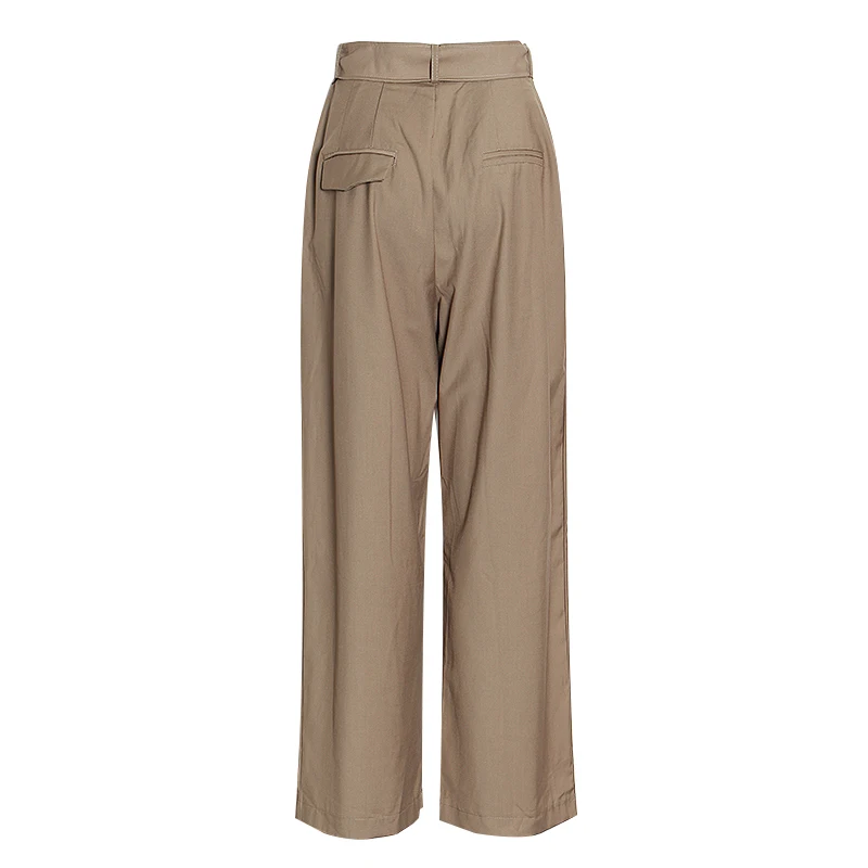 Женские широкие брюки VGH однотонные на молнии с высокой талией и карманами