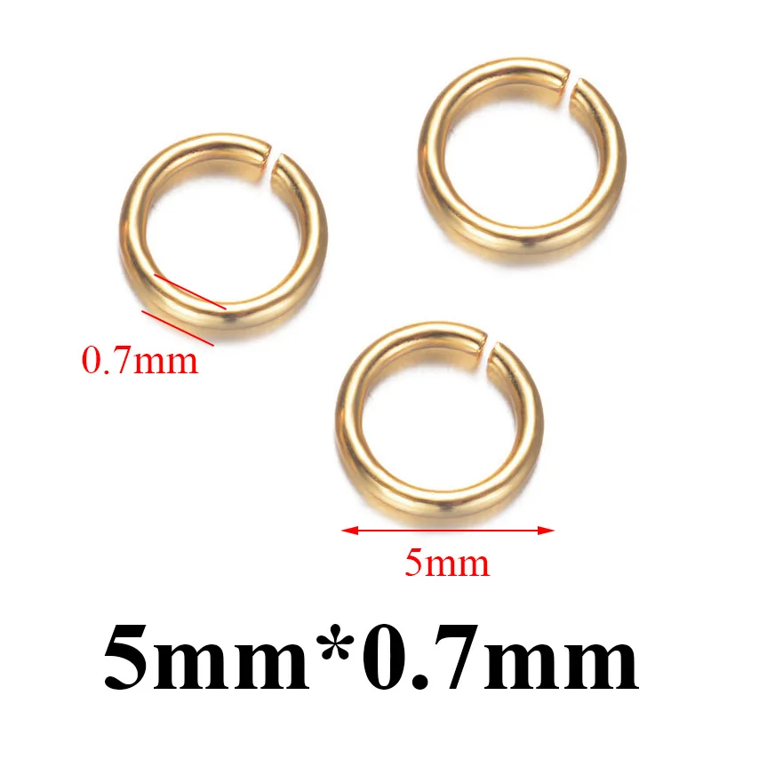 0.7mmx5mm Высококачественные золотые кольца из нержавеющей стали для изготовления ювелирных изделий, фурнитура и ожерелье, серьги - Цвет: 0.7mmx5mm