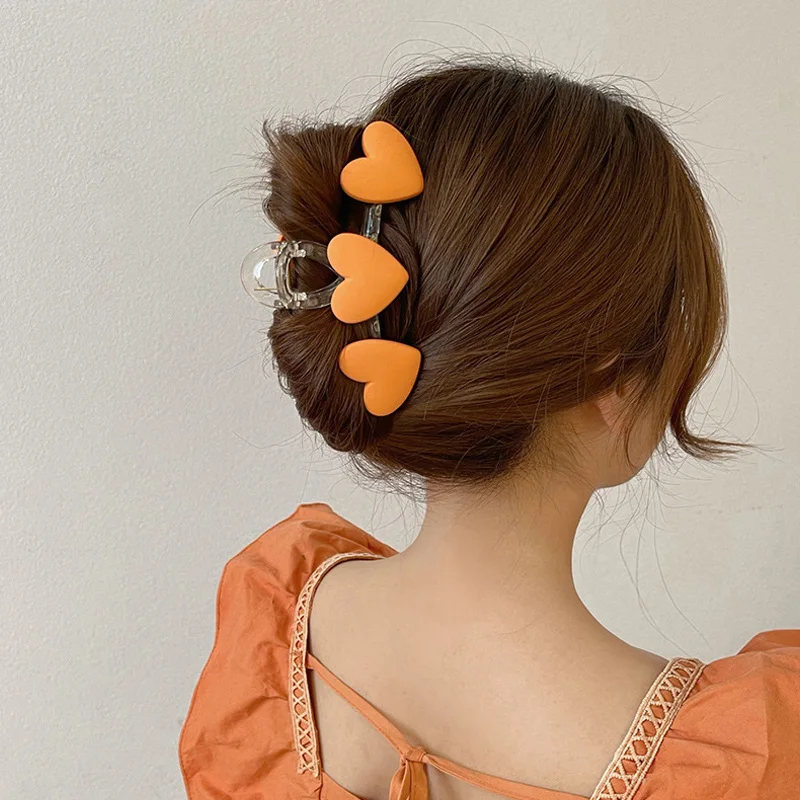 

2021 Ins Fashion Women Elegant Big Heart Hair Claws Sweet Candy Hair Clips Hairstyle Makeup Headband Hairpin Hair Accessories
