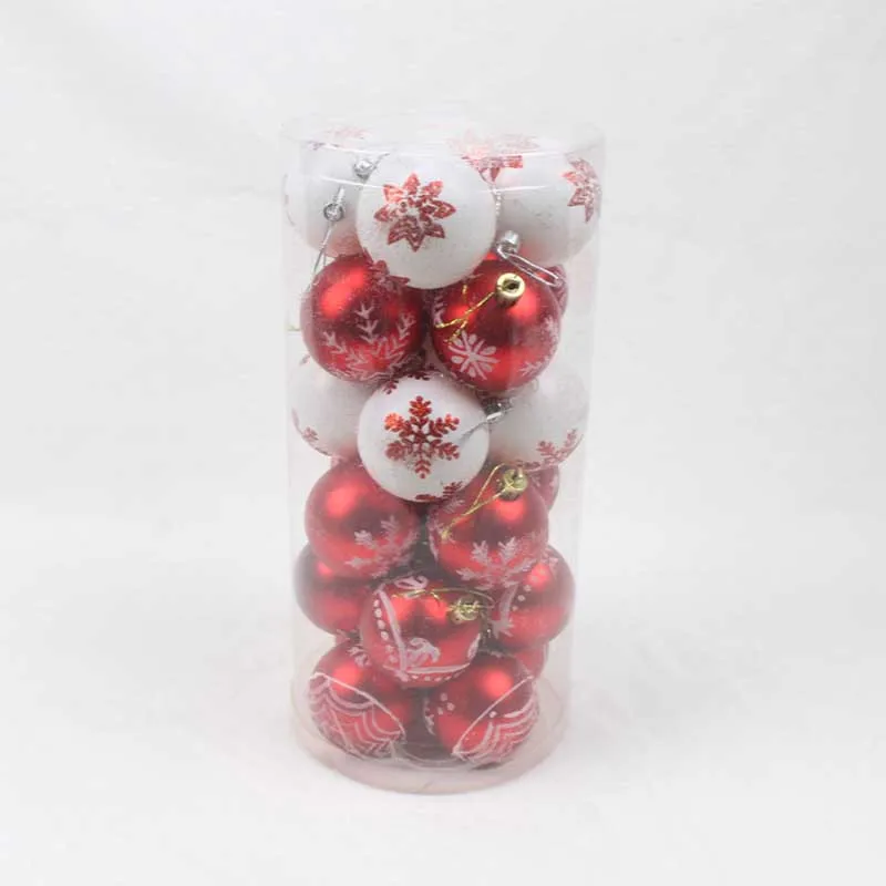 1 1 barrel 24pcs 6cm Painted ball Christmas decoration Painted christmas ball Room living room Christmas tree decor - Цвет: 1