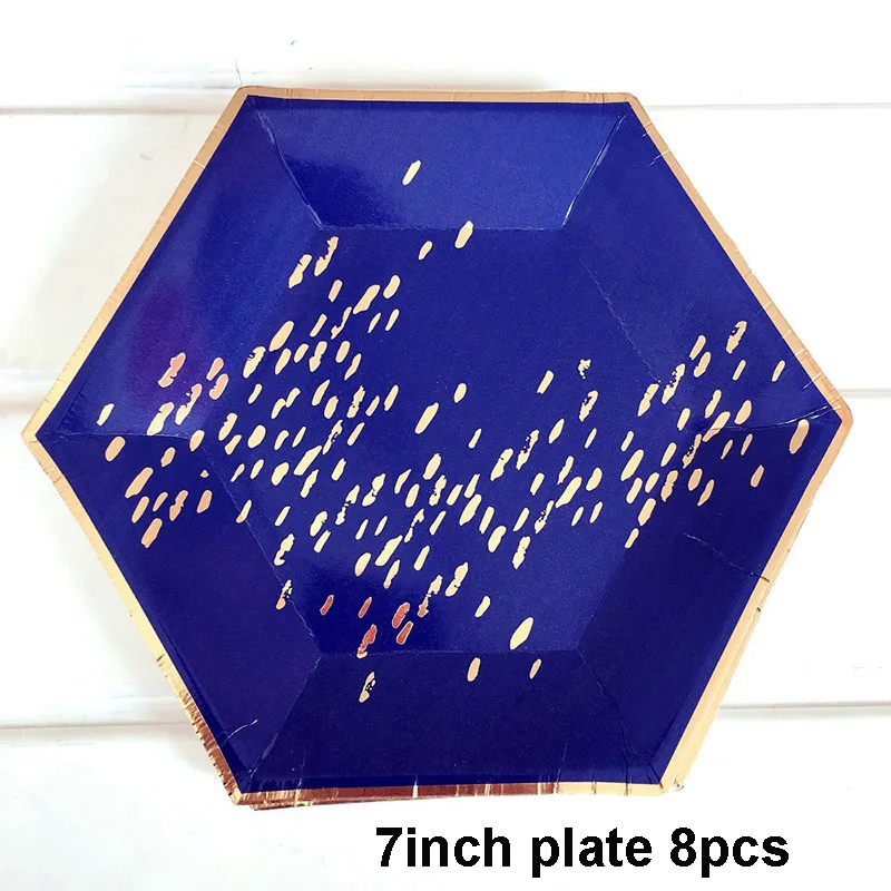 7 inch Plate Розовые, розовые, золотые вечерние одноразовые столовые приборы, бумажные тарелки, стаканчики, соломинки, салфетки, для детей, на день рождения, для малышей, вечерние, свадебные, декоративные принадлежности - Цвет: 7 inch Plate