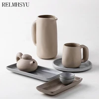 relmhsyueuropean style ceramic retro simple rice soup noodle salad bowl shallow dinner plate dish tableware set