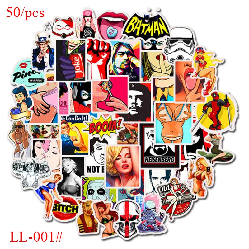 LL 001 #50/за штуку Бесплатная доставка ПВХ без повторения Charactergirl серии наклейки