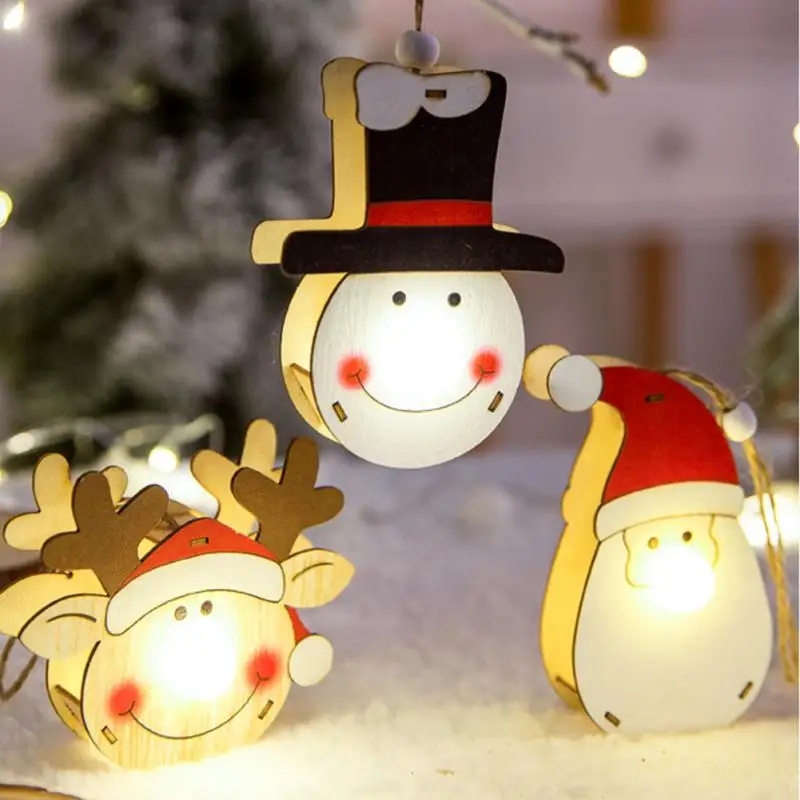 

2022 рождественские украшения в виде носа, светящаяся деревянная кукла, подвесные украшения для рождественской елки, подвеска для дома, Рожде...