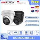Hikvision, 8-мегапиксельная IP-камера, стандартная купольная камера видеонаблюдения, H.265 + POE Darkfighter, 4K, Фотокамера