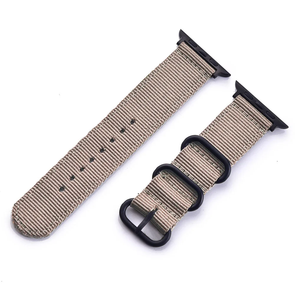 Light khaki Лидер продаж от XIYUZHIYI, нейлоновый ремешок для наручных часов Apple Watch, версии 3, 2, 1, спортивный кожаный браслет, 42 мм, 38 мм, ремешок для iWatch - Цвет ремешка: Light khaki