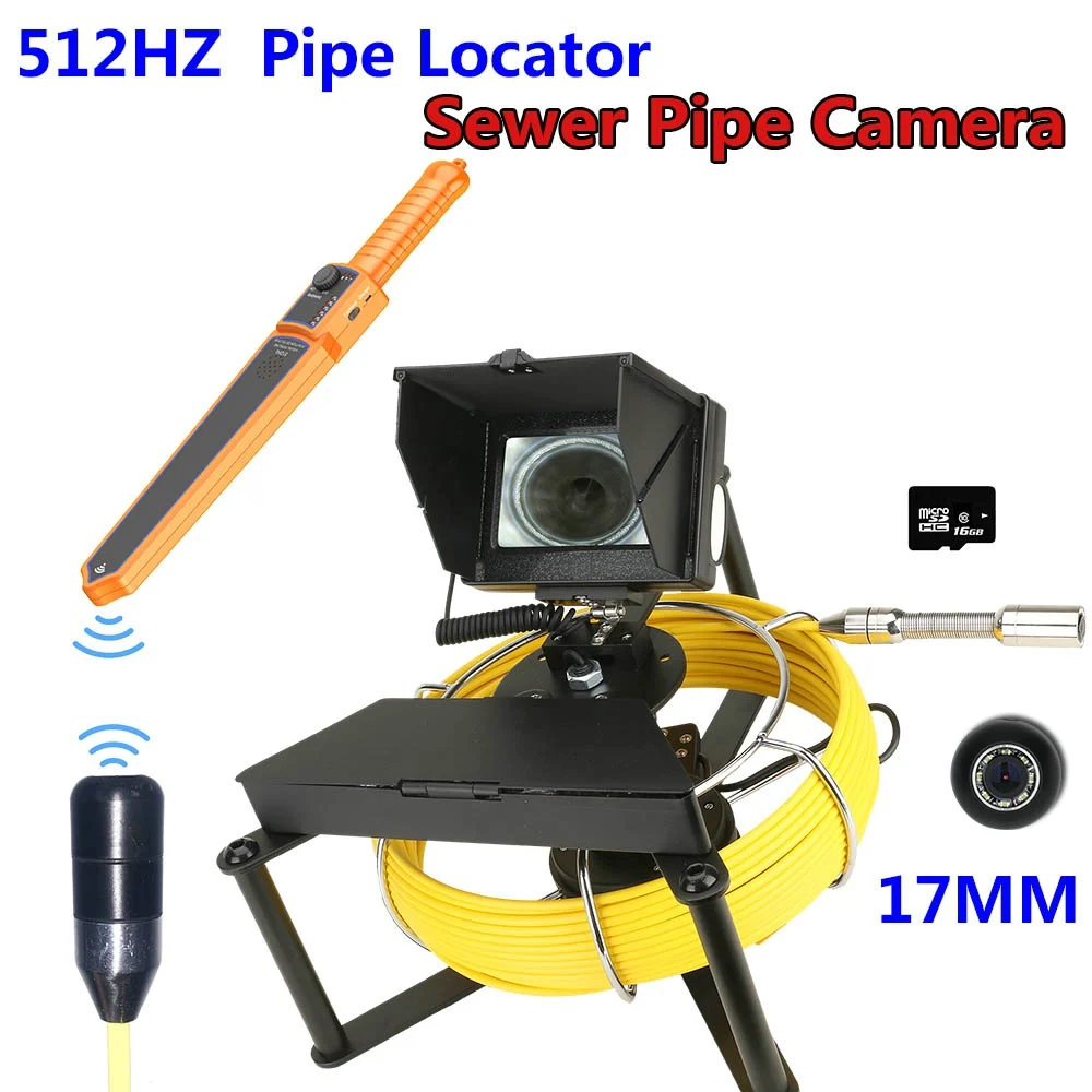 

Sewer Pipe Inspection Camera with 16GB DVR 512HZ Pipe Locator Drain 4.3inch IPS color monitor Industrial Endoscope