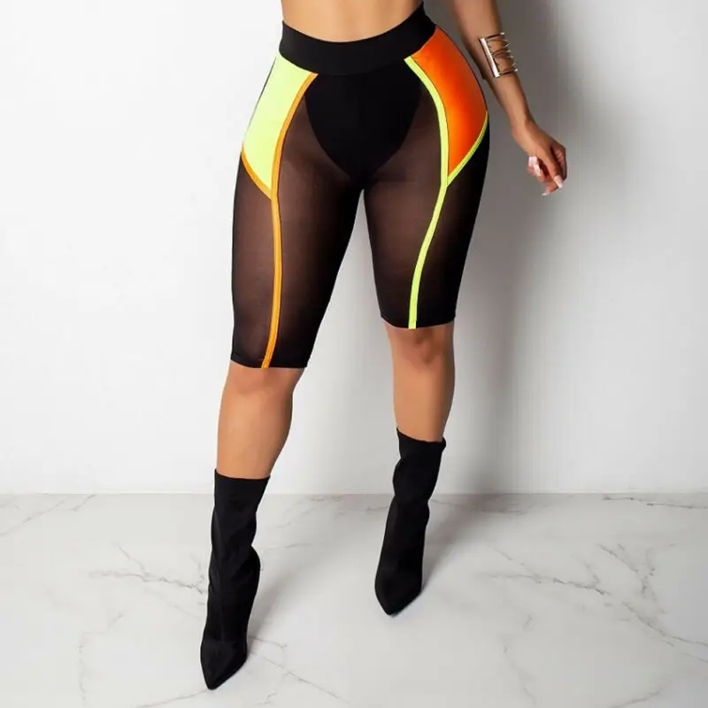 Women Summer 2Piece Set Crop Top and Shorts Bodycon Outfit Short Mesh Jumpsuit see through sexy women suit sportswear |