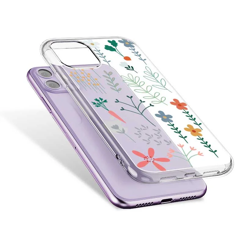 

Pretty Flowers Phone Case For iPhone 12 Pro Max 11 Pro Max XS Max 12 Mini XR X 7 8 6 6S Plus SE 2020 NEW Transparent Back Cover