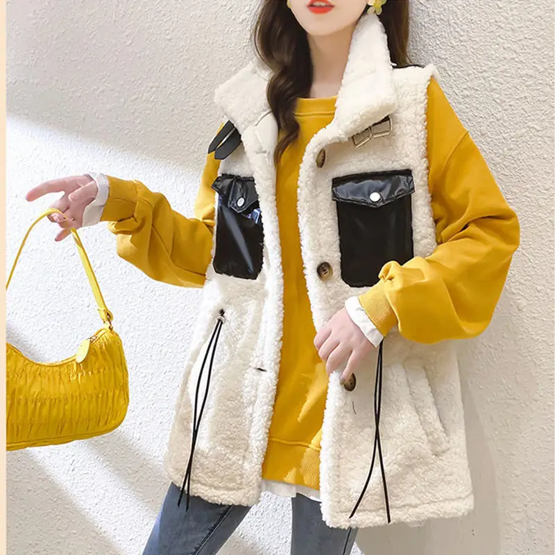 

2020 New Women 's Vest Autumn And Winter Fur Integrated Lamb Wool Cotton Vest Waistcoat Jacket Korean Style Fashionable