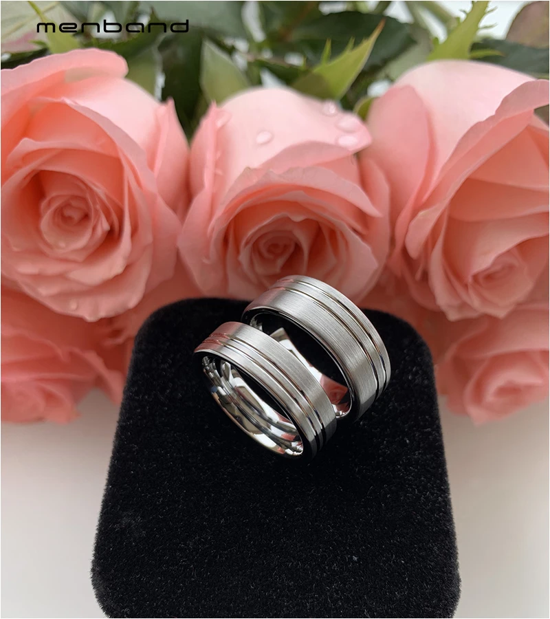 Плоское обручальное кольцо из карбида вольфрама для мужчин и женщин матовая