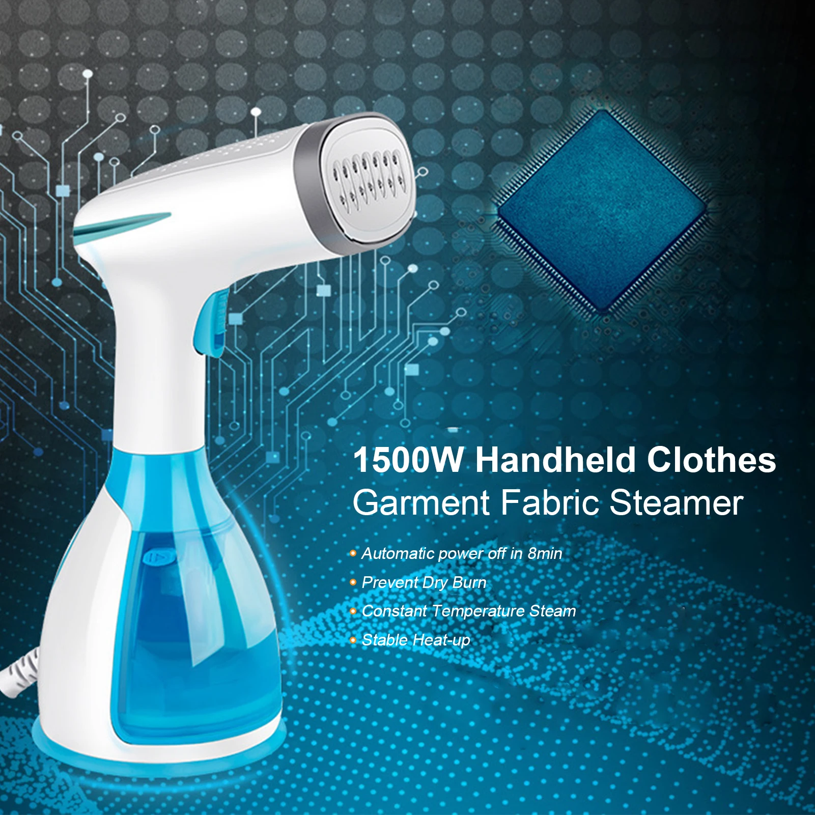 

1500W Handheld Clothes Garment Fabric Steamer 280mL Steamer Hand Steam Iron Portable Ironing Wrinkle Remover 15s Fast Heat-up