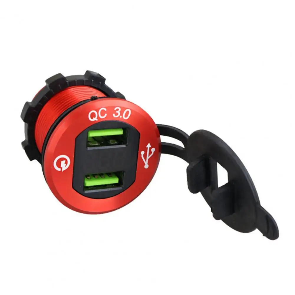 

Charger Voltage Display Dual QC3.0 Flash Charge Aluminum Alloy Bearable 12V-24V USB Car Charger for Cell Phone