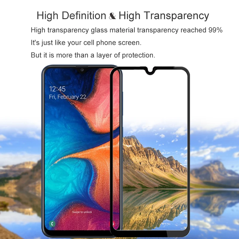 Защитное стекло SM A205F закаленное с полным покрытием для Samsung Galaxy A20 2 шт. | Мобильные