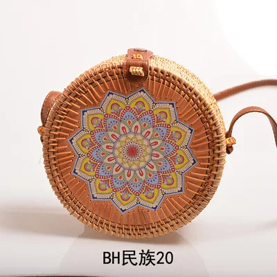 20x8 Плетеная Сумка из ротанга, круглая соломенная сумка на плечо, маленькие пляжные сумки, женские летние полые сумки ручной работы, сумки через плечо - Цвет: 20x8