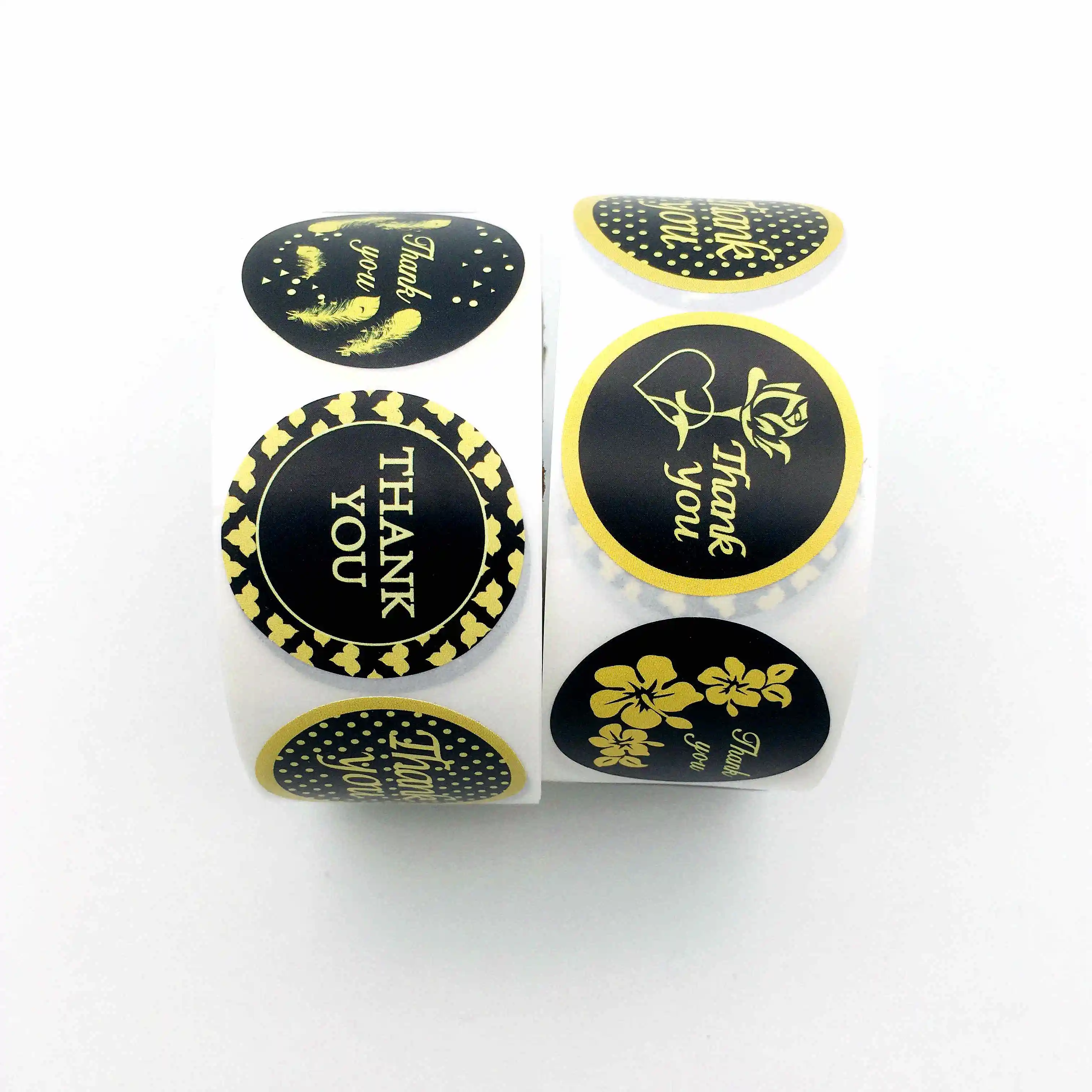 Ассорти золотых благодарственных наклеек в рулоне 5 уникальных дизайнов