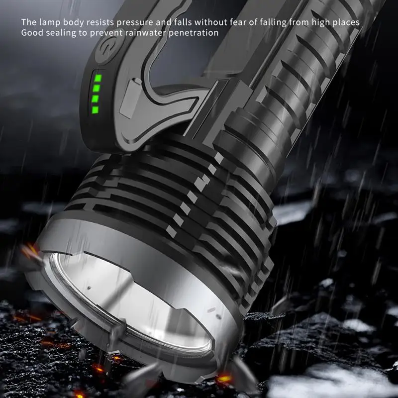1pc USB Rechargeable Life Waterproof Outdoor 4 Light Modes Searchlight Spotlight Portable LED Flashlight 1000lm Super Bright | Дом и сад