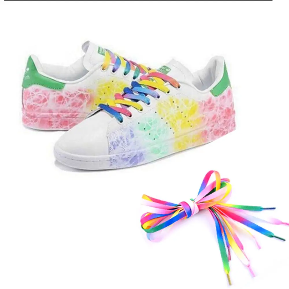 

Flat Shoelaces Rainbow Colour Shoe Laces Casual Canvas Shoes Colorful Shoelace Print Gradient Suitable for All Unisex 1 Pair