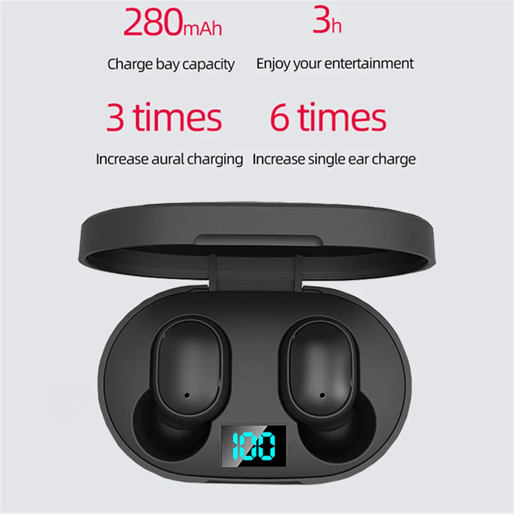 

TWS Bluetooth 5.0 Earphones With Charging Box Wireless Hifi Stereo Sports Waterproof Earbuds Handsfree Kit With Microphone