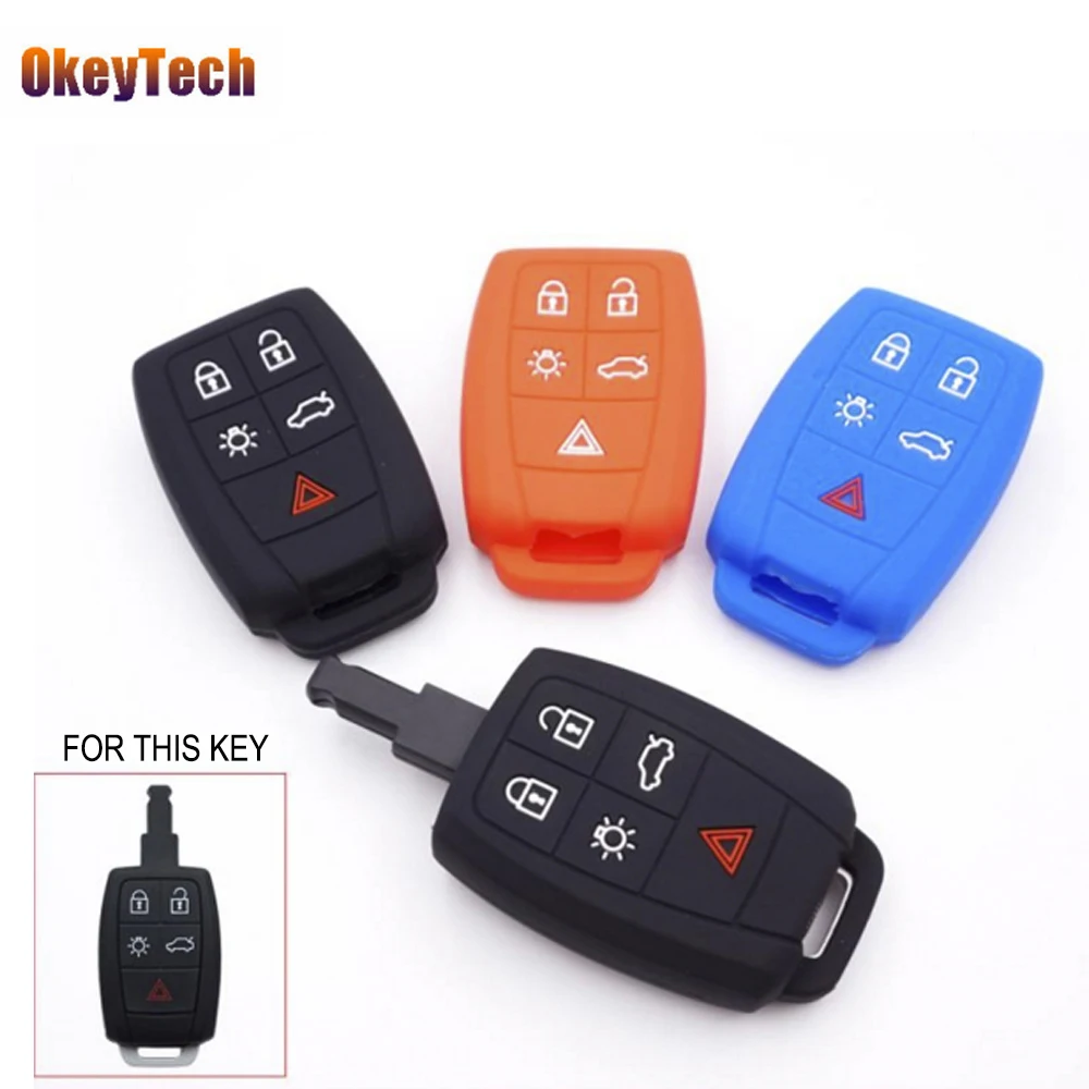 OkeyTech 5 пуговицы силиконовый для ключа автомобиля чехол для Volvo XC90 C70 S60 D5 V50 S40 C30 автобрелок держатель высокое качество