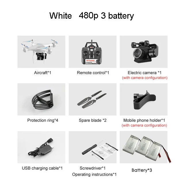 White 480p 3battery Профессиональный радиоуправляемый Дрон с регулируемой HD камерой 1080P дистанция 200 м Радиоуправляемый вертолет Wifi FPV 25 мин Летающий Квадрокоптер - Цвет: White 480p 3battery