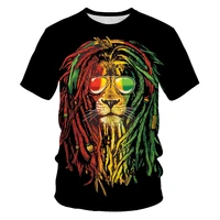 2021 summer new mens t shirt fashion street 3d printing animal tiger lion king t shirt mens slim 3dt shirt short sleeves