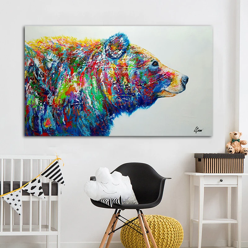 Красочный медведь животные холст живопись плакаты и принты настенные картины