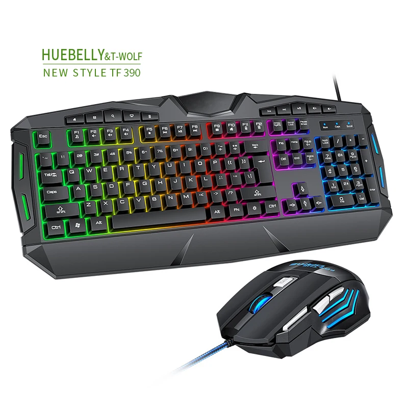 

Набор для клавиатуры и мыши HUEBELLY Tf390, механическая клавиатура с подсветкой, ручное ощущение, макро разрешение, 19 клавиш, без перфорации