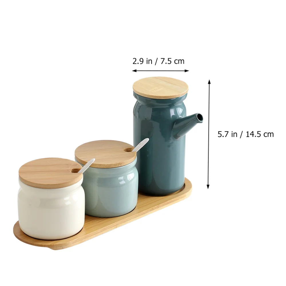 

1 Set Kitchen Condiment Pots Spice Pepper Jars Oil Pot Ceramic Containers