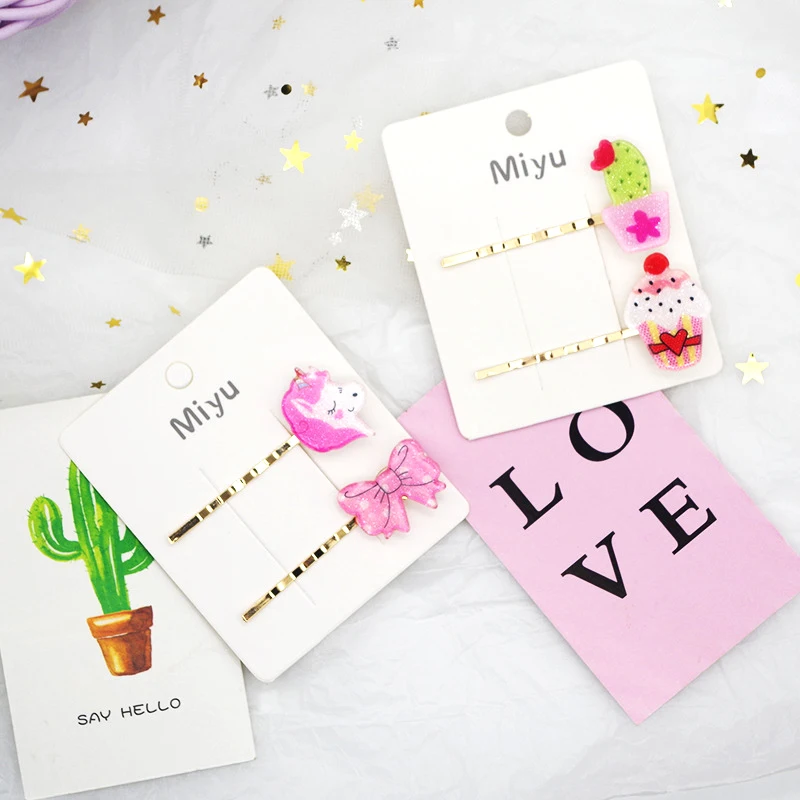 2 шт./компл. милый акриловый заколка с мультяшными животными заколки для волос