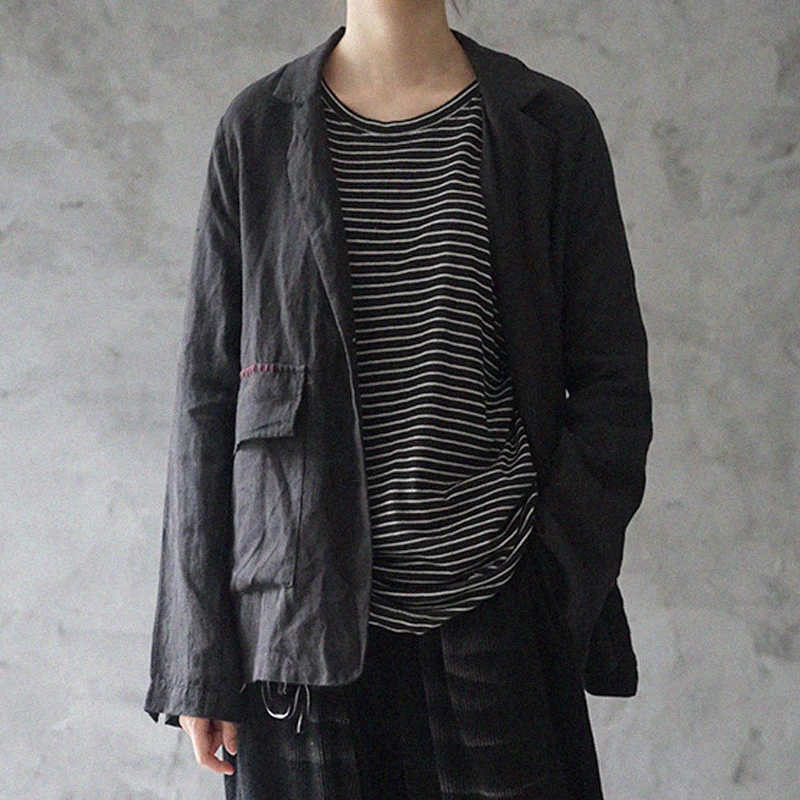 Johnature свободное лоскутное пальто для отдыха с карманами подходящие ко всему