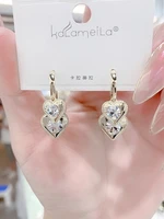 crystal love earrings fashion high level sense of small and exquisite peach heart earrings design sense of sansheng iii