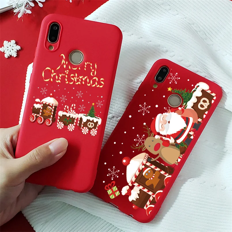 Рождество чехол с изображением животного для huawei Y5 Y6 Y7 Y9 Honor 8A 8X 9X 7A 7X фотоаппаратов моментальной печати 7S 9 10 20 Lite рro 10i 20i играть в игры ТПУ красный матовый чехол