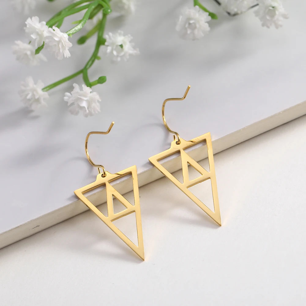 Серьги SKYRIM женские винтажные геометрические треугольные из нержавеющей стали