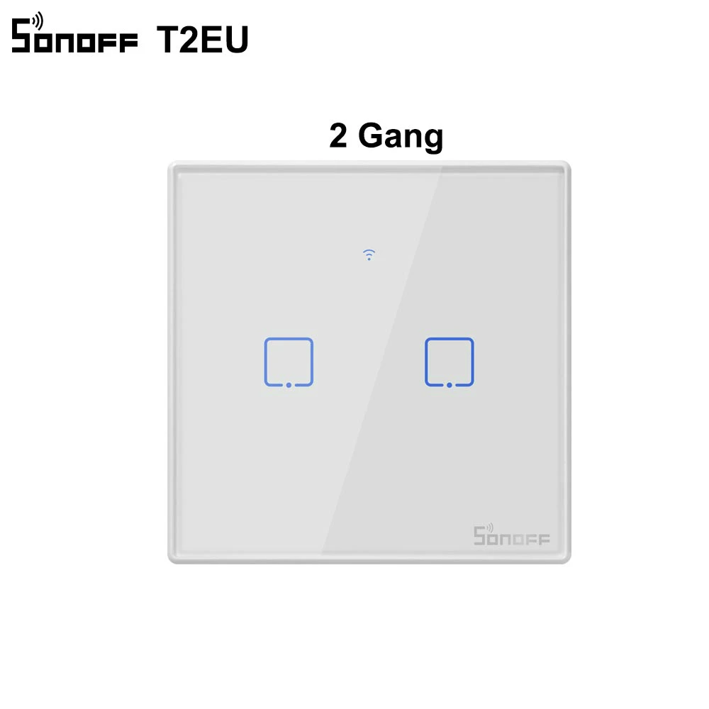 Sonoff T2 EU 2 Gang SONOFF T1 T2 T3 TX пульт дистанционного управления RF/Voice/APP/Touch control EU/US/UK Wifi умная потолочная лампа с ИК датчиком-выключателем сенсорный экран с Google Home Alexa - Цвет: Sonoff T2 EU 2 Gang