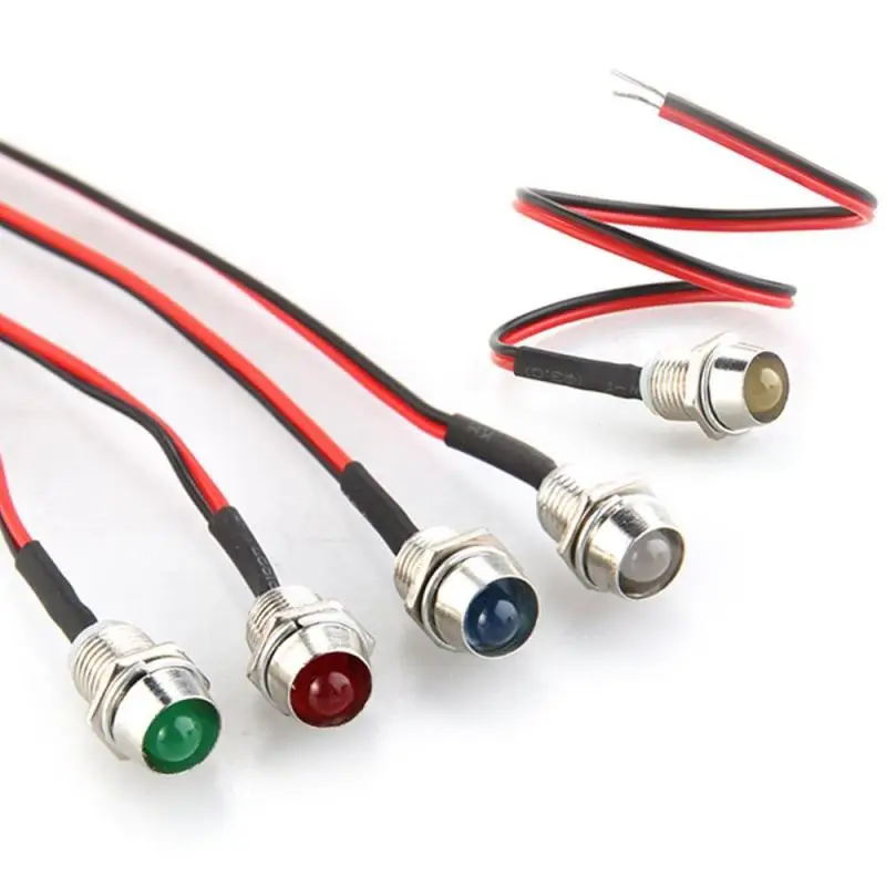 

5mm 12V DC Ultra-Bright LED Indicator Light Prewired Lamp Bulb Set with Bezel Holder 5pcs for Motorbike Motorcycle